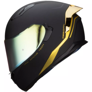 Casco Hax Integral Obsidian Negro Mate Oro Moto Certificado 1.0