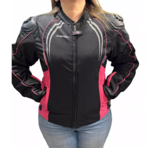 Chamarra Dama Moto Atrox Textil Certificada Negro/ Rosa