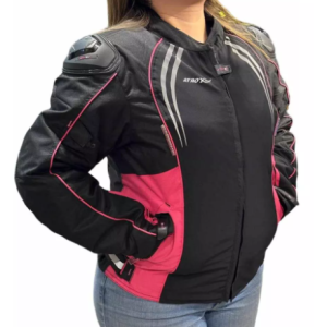 Chamarra Dama Moto Atrox Textil Certificada Negro/ Rosa