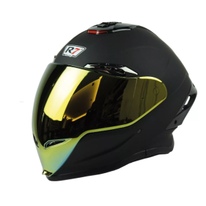 Casco R7 Ultra Deportivo Tipo Icon Negro Oro Dot