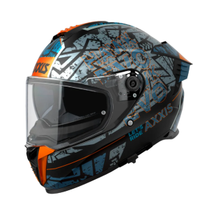 Casco Axxis Hawk Lets Ride B7 BLUE GREY Doble Certificación