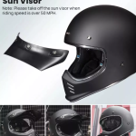 CASCO ILM de motocicleta de cara completa vintage para adultos y hombres, visera interior compatible con ciclomotor, ATV, Cruiser, scooter, DOT modelo Z502 FULL NEGRO