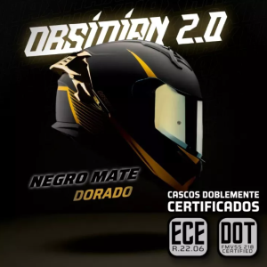 Casco Hax Integral Obsidian Negro Mate Oro Moto Certificado